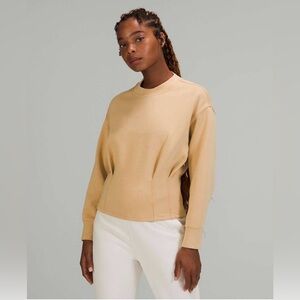 Lululemon Gathered Waist Crew Pullover Pecan Tan Athleisure Lounge Preppy Travel